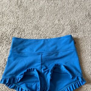 Vibrant Blue Athletic Shorts with Ruffle Hem